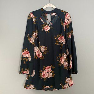 Band of Gypsies B.O.G. Dark Green Floral Dress (XS)